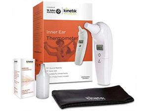 Kinetik Wellbeing Inner Ear Thermometer – Medical Thermometer for Adults & Kids - Electronic Body Temperature & Fever Monitor, Travel Pouch Included