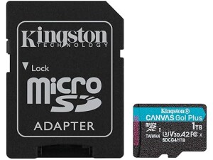 Kingston Canvas Go Plus microSDXC Memory Card Gen4 200MB/s A2 U3 V30 1TB Card + Adapter-SDCG4/1TB