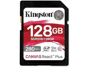 Kingston Canvas React Plus V60 SD 128GB SDXC UHS-II 280R/100W U3 V60 for Full HD/4K