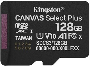 Kingston Canvas Select Plus microSD Memory Card 128GB micSDXC Gen3 150R A1 Single Pack w/o ADP - SDCS3/128GBSP