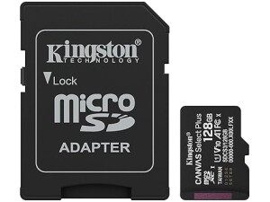 Kingston Canvas Select Plus microSD Memory Card 128GB microSDXC Gen3 150MB/s A1 Card + Adapter - SDCS3/128GB
