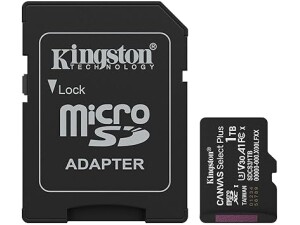 Kingston Canvas Select Plus microSD Memory Card 1TB microSDXC Gen3 150MB/s A1 Card + Adapter - SDCS3/1TB