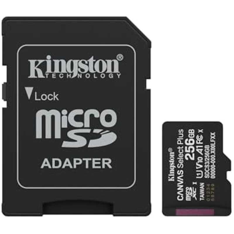 Kingston-Canvas-Select-Plus-microSD-Memory-Card-256GB-microSDXC-Gen3-150MBs-A1-Card-Adapter-SDCS3256GB-B0FCZRCP67