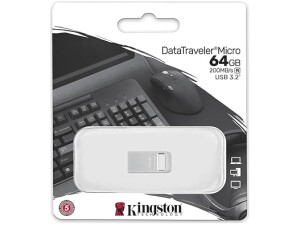 Kingston DataTraveler Micro USB Flash Drive 64GB 200MB/s Metal USB 3.2 Gen 1 - DTMC3G2/64GB