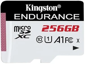 Kingston 256GB High-Endurance microSDXC Card, UHS-I Class 10, U1, 24/7 Recording, Durable, 95MB/s