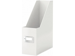 Leitz Magazine File Holder, A4, Cardboard Document Storage Box with Label, Foldable, for Home, Office & School, Click and Store Range 60470001 - White