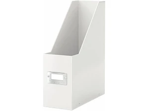 Leitz Magazine File Holder, A4, Cardboard Document Storage Box with Label, Foldable, for Home, Office & School, Click and Store Range 60470001 - White
