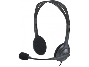 Logitech H111 Wired Headset, Stereo Headphones with Noise-Cancelling Microphone, 3.5 mm Audio Jack, PC/Mac/Laptop/Smartphone/Tablet - Black