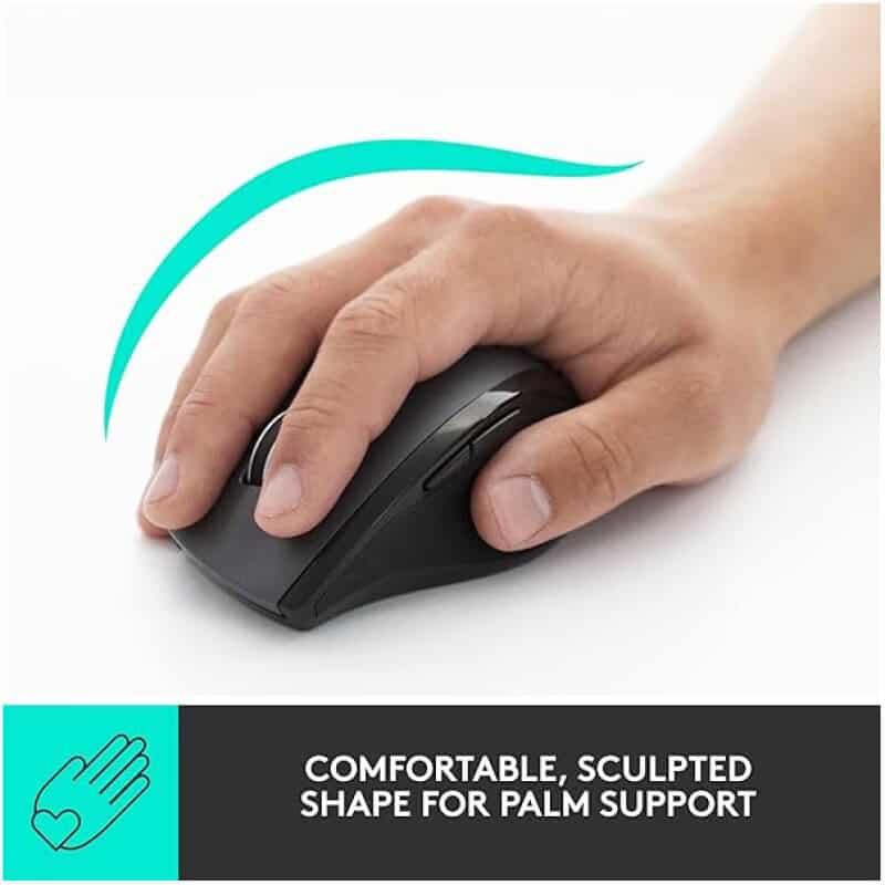 Wireless ergonomic computer mouse for comfortable palm support and productivity.