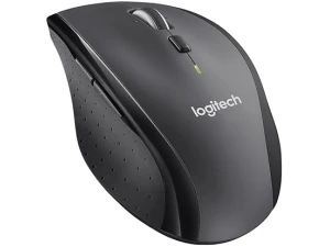 Wireless ergonomic computer mouse for convenient office use.