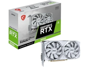 MSI GeForce RTX 3050 VENTUS 2X XS WHITE 8G OC Gaming Graphics Card - 8GB GDDR6, 1807 MHz, PCI Express Gen 4, 128-bit, 1x DP (v1.4a), 1x HDMI 2.1 (Supports 4K)