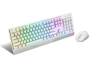 MSI VIGOR GK30 COMBO White, QWERTY, UK Layout - Gaming Keyboard + Mouse Bundle, Mech-Membrane Switches, 6-Zone RGB Lighting Keyboard, Dual-Zone RGB Lighting Mouse, 5000 DPI Optical Sensor, Symmetrical