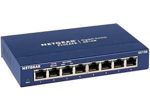 NETGEAR 8 Port Gigabit Network Switch (GS108) - Ethernet Switch - Ethernet Splitter - Plug-and-Play - Silent Operation - Desktop or Wall Mount