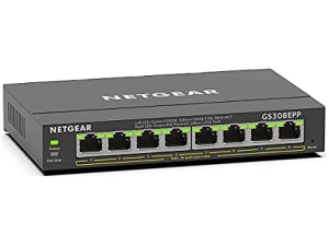 NETGEAR PoE Switch 8 Port Gigabit Ethernet Plus Network Switch (GS308EPP) - with 8 x PoE+ @ 123W, Desktop or Wall Mount