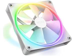 NZXT F140 RGB Duo - 140mm Dual-Sided RGB Fan – 20 Individually Addressable LEDs – Balanced Airflow and Static Pressure – Fluid Dynamic Bearing – PWM Control – Anti-Vibration Rubber Corners – White