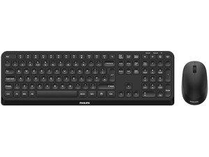 PHILIPS SPT6307B Wireless USB Keyboard- Mouse combo, Low Profile design Reduced click sound, Optical tracking, Multimedia shortcuts, plug and play PC/Laptop