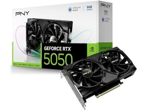 PNY NVIDIA GeForce RTX 5050 8GB GDDR6 Graphics Card, 2560 CUDA Cores, 2317 MHz Core Clock, Dual Fan, 3x DisplayPorts / 1x HDMI Port