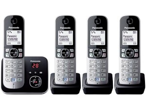 Panasonic KX-TG6824EB Quad DECT Phone - Black/Silver