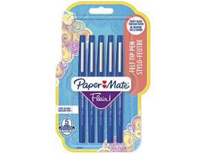 Paper Mate Flair Original Fibre-Tip Pen Blue - Pack of 5