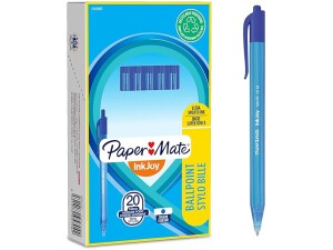 Paper Mate InkJoy 100RT Retractable Ballpoint Pens | Medium Point (1.0mm) | Blue | 20 Count