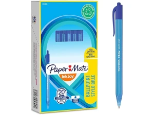 Paper Mate InkJoy 100RT Retractable Ballpoint Pens | Medium Point (1.0mm) | Blue | 20 Count