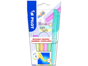Pilot Pilot FriXion Light Soft Erasable Highlighters Set of 6 (Pastel Pink, Yellow, Purple, Blue, Orange, Green), Pink/Yellow/Purple/Blue/Orange/Green, 6per Set