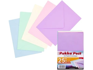 Pukka Pad, Pukka Post & Packaging Gummed Envelopes - Pack of 25, Ready-to-Seal, Durable 100GSM Postal Envelopes for Letters, Invitations, and Other Mail - 114 x 162mm, Size C6, Pastels