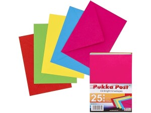 Pukka Pad, Pukka Post & Packaging Gummed Envelopes - Pack of 25, Ready-to-Seal, Durable 100GSM Postal Envelopes for Letters, Invitations, and Other Mail - 114 x 162mm, Size C6, Brights