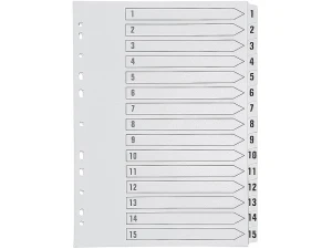Q-Connect 1-15 Index Multi-Punched Reinforced Board Clear Tab A4 White KF01530