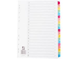 Q-Connect Multi-Punched A-Z 20-Part Reinforced Multi-Colour A4 Index Pre-Printed Tabs