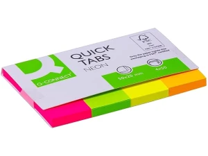 Q-Connect Quick Tabs, 20 x 50 mm, Neon, Pack of 200