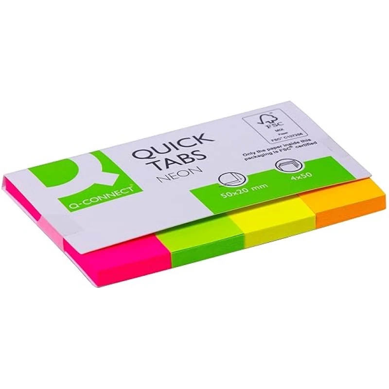 Q-Connect-Quick-Tabs-20-x-50-mm-Neon-Pack-of-200-B000KJOZD4