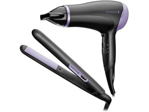 Remington Hair Straightener and Hair Dryer (Hair Care Gift Set: Slim Ceramic Hair Straightener and 2000W Hair Dryer with Concentrator) Style Essentials D3016GP