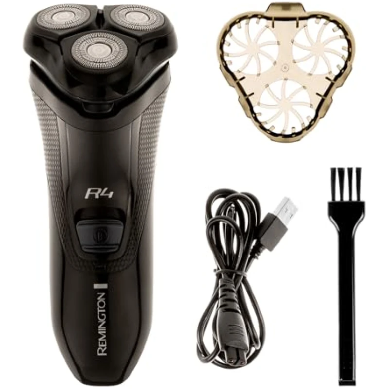 Remington-Mens-Electric-Rotary-Shaver-R4-Dual-Track-Blades-Flexing-Blades-and-pivoting-Neck-40mins-Usage-Pop-up-Trim-B0D49TDKFB