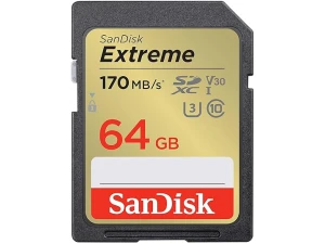 SANDISK Extreme SDXC card 64GB (SD card up to 170 MB/s, V30 Memory card, UHS-I, Class 10, U3, V30, RescuePro Deluxe data recovery software)