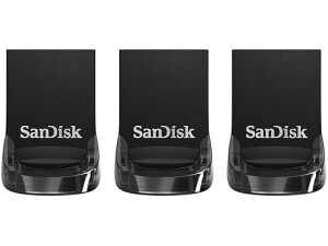 SANDISK Ultra Fit USB Type-A Flash Drive 32GB (USB 3.1 Memory Stick up to 130MB/s Read Speeds, RecuePRO Data Recovery Software, for Laptops, Tables, Gaming Consoles, Plug-and-Stay) Triple Pack