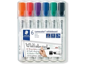 STAEDTLER 351 B WP6 Lumocolor Whiteboard Marker Chisel Tip - Assorted Colours (Pack of 6)