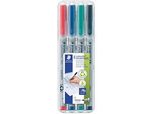 STAEDTLER Non-Permanent Marker Pens - Lumocolor - Fine Tip - 0.6mm Line Width - Pack of 4, 316 WP4