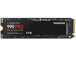Samsung 990 PRO NVMe M.2 SSD, 2 TB, PCIe 4.0, 7,450 MB/s read, 6,900 MB/s write, Internal SSD, For gaming and video editing, MZ-V9P2T0BW