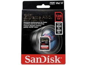 SanDisk 128GB Extreme PRO SDXC card, SD Card, V90 Memory Card, 8K, 4K and Full HD Video, up to 300 MB/s, Shock, Temperature, Water and X-Ray Proof, UHS-II, Class 10, U3,