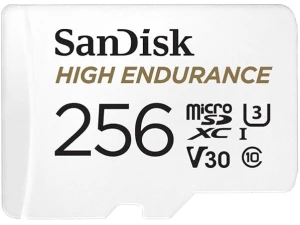 SanDisk 256GB High Endurance microSDXC card for IP cams & dash cams + SD adapter up to 20,000 Hours Full HD / 4K videos up to 100 MB/s UHS-I Class 10 U3 V30