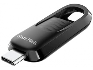 SanDisk 256GB Ultra Slider USB Type-C flash drive, USB stick, memory stick with fast performance, up to 400 MB/s read speeds, USB 3.2 Gen 1, retractable connector, keyring, Black