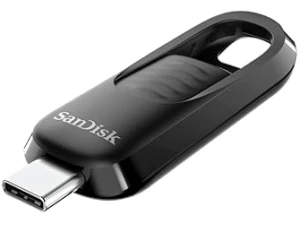 SanDisk 256GB Ultra Slider USB Type-C flash drive, USB stick, memory stick with fast performance, up to 400 MB/s read speeds, USB 3.2 Gen 1, retractable connector, keyring, Black