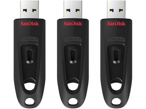 SanDisk Ultra 64GB USB Flash Drive USB 3.0 up to 130MB/s Read - Pack of 3