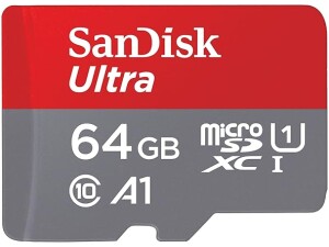 SanDisk Ultra micro SD card + SD adapter 64GB (For Android Smartphones and Tablets, Memory card up to 140 MB/s, A1 Faster App Performance, UHS-I, Class 10, U1)