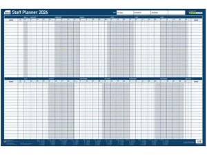 Sasco Unmounted Staff Year Wall Planner 2026 Poster (915 x 610mm) 2410276