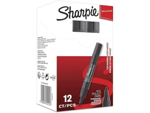 Sharpie M15 Permanent Markers | Bullet Tip | Black | 12 Count