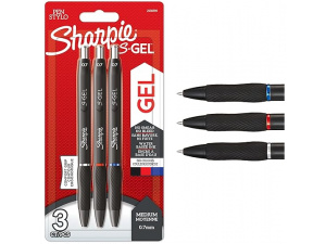 Sharpie S-Gel | Gel Pens | Medium Point (0.7mm) | Black, Red & Blue Ink | 3 Count