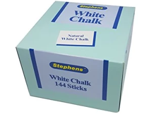 Stephens White Chalk Box of 144 Sticks, Ideal Toys For Kids, Mess-Free Alternative To Paint, Colouring For Craft And Board, Pavement Painting Drawing, Or Blackboard Writing