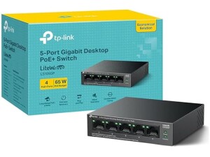 TP-Link LS105GP 5 Port Gigabit PoE Switch, 4x Gigabit PoE+ Ports, 802.3af/at 30W, 65W Total Budget, Network Switch, Power Saving, Plug & Play, Metal Case, Ethernet Switch, Ethernet Splitter